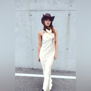 ZARA SATIN EFFECT SCARF DRESS